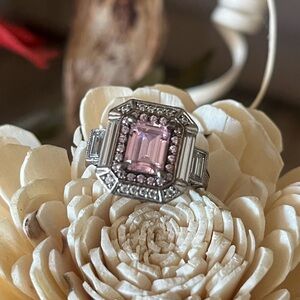 Sterling Silver‎ 925 pink stone ring size 6